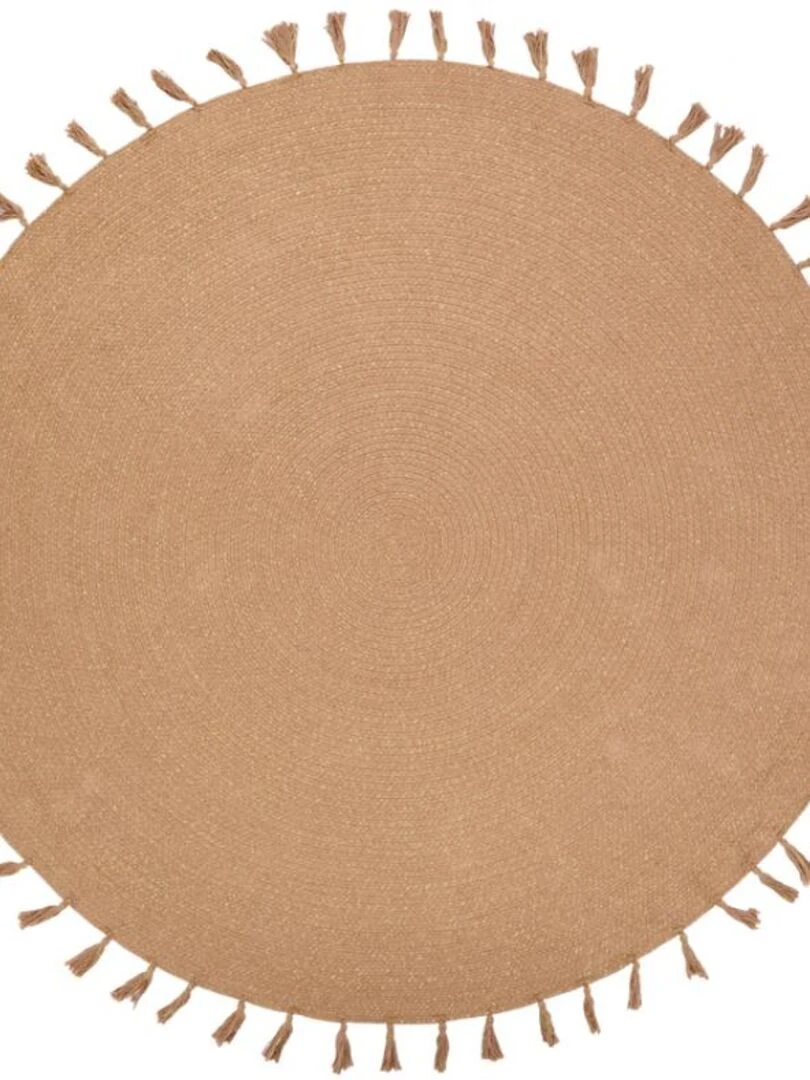 Tapis Rond Tressé Avec Fil Doré Lisette (140 Cm) Marron