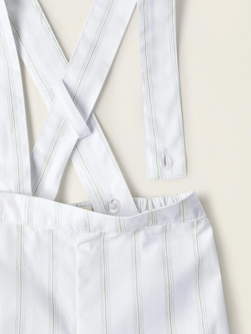 T Shirt + Short à Bretelles Pour Nouveau Né 'Vole'  ATLANTIC COMPANY   Blanc