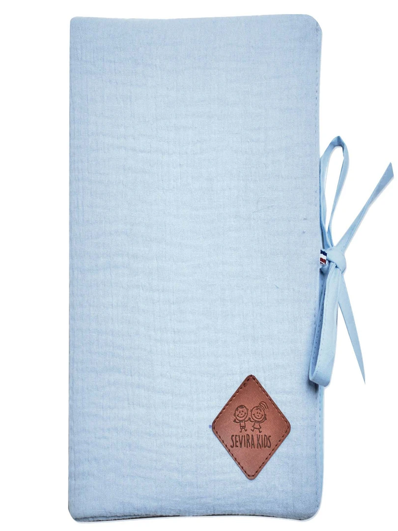 Protège Carnet De Santé En Gaze De Coton Jeanne Bleu