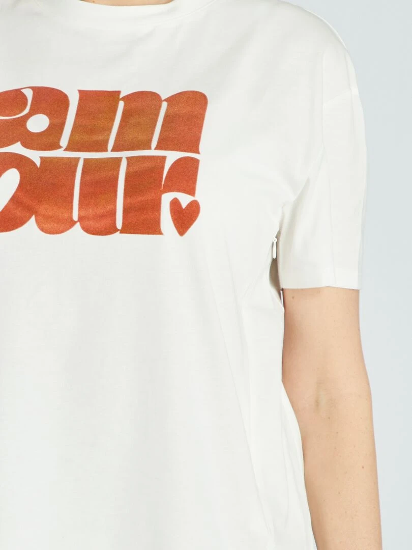 T shirt d'allaitement à col rond   Blanc