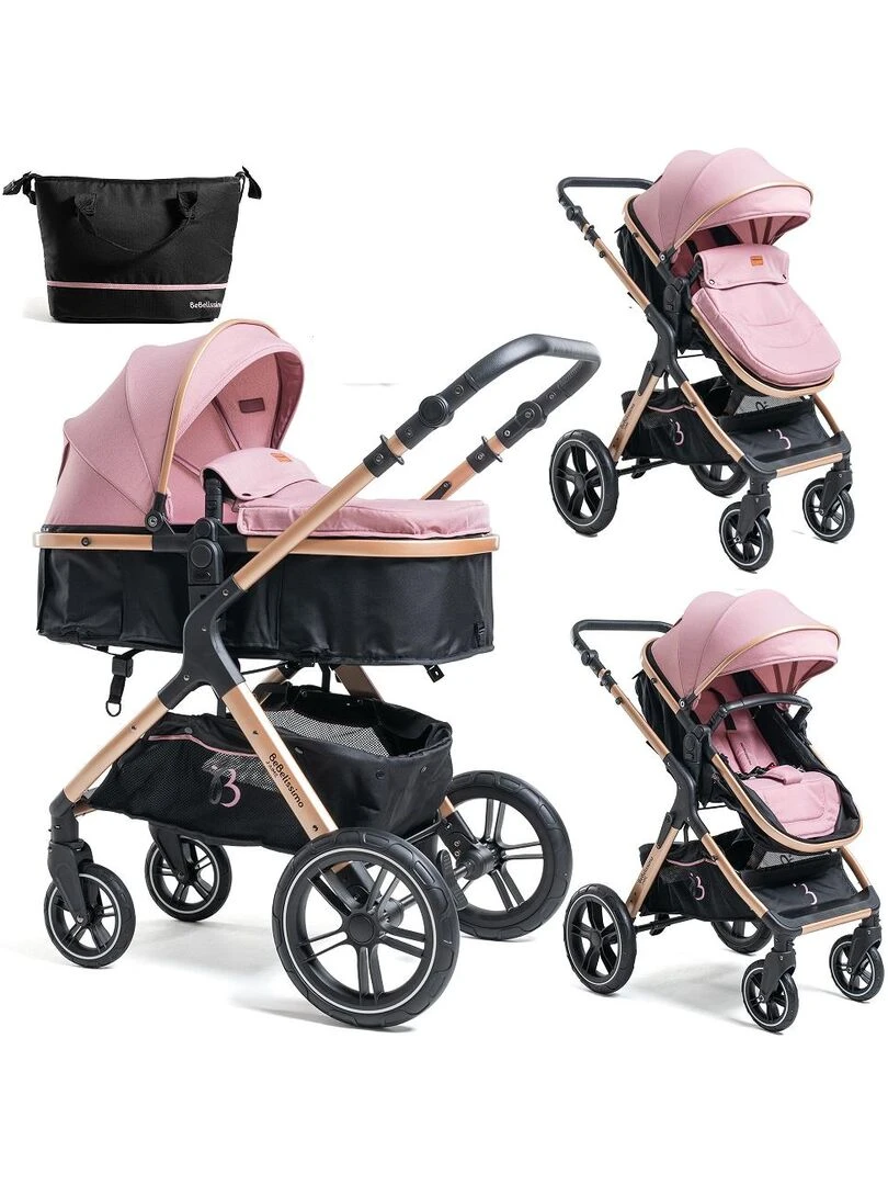 Bebelissimo Poussette transformable combinée convertible 2 en 1 poids 0 22kg NYA rose Rose