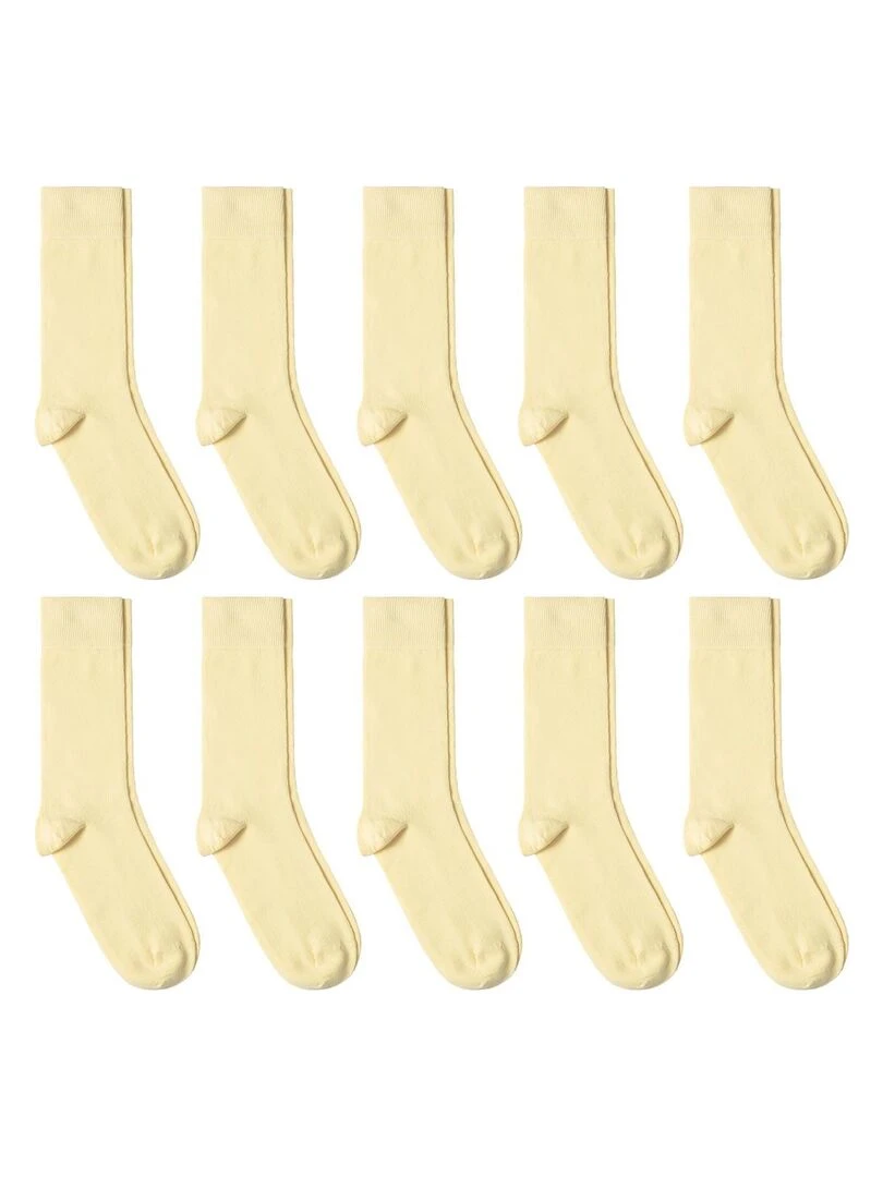 Chaussettes Jersey Coton Lot 10 Paires Fabrication UE Jaune paille
