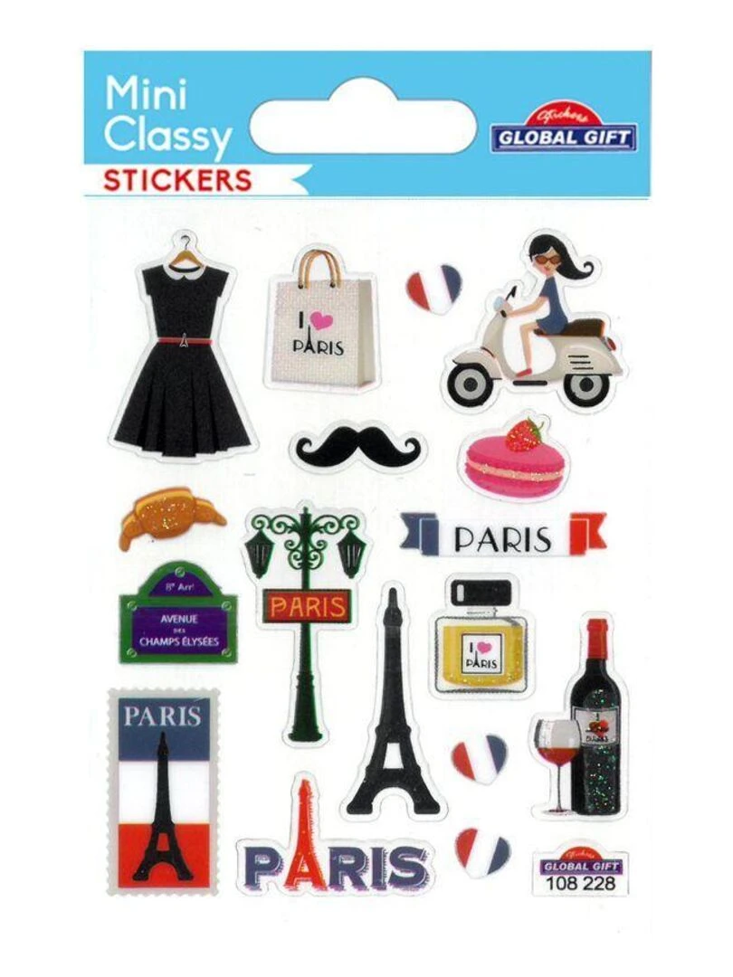 Stickers Paris Paillettes 7 5 x 10 cm N/A