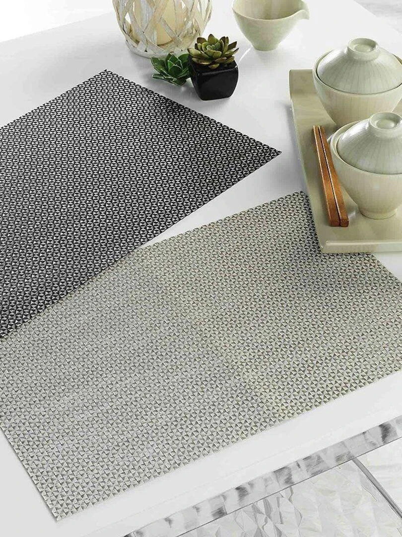 Lot de 4 sets de table Marbling noir   Noir Noir