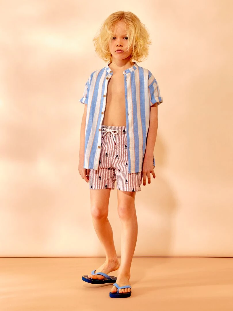 Short de bain crêpé Rouge