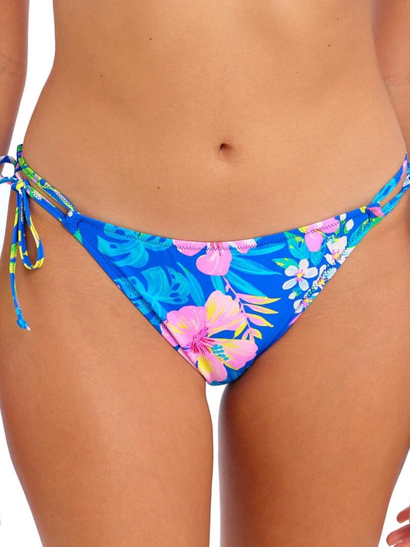 Bas de maillot à nouettes imprimé floral Hot Tropics Bleu
