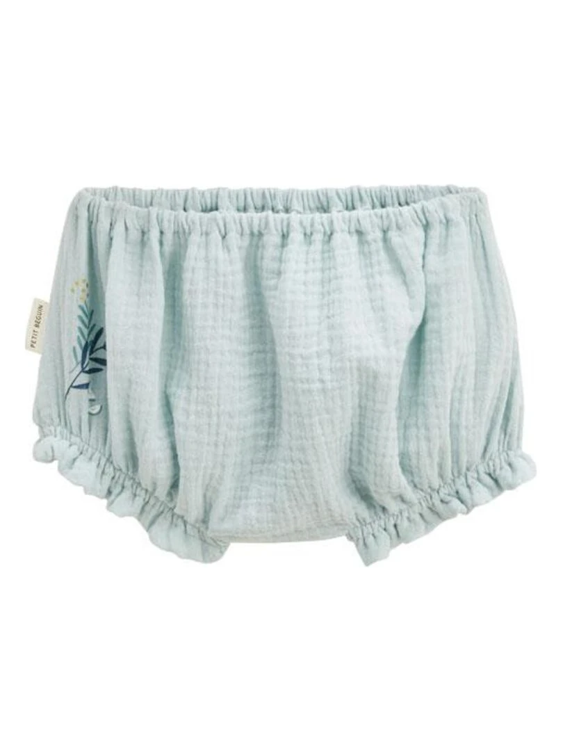 Ensemble robe bébé et bloomer en gaze de coton Iskia   Ecru