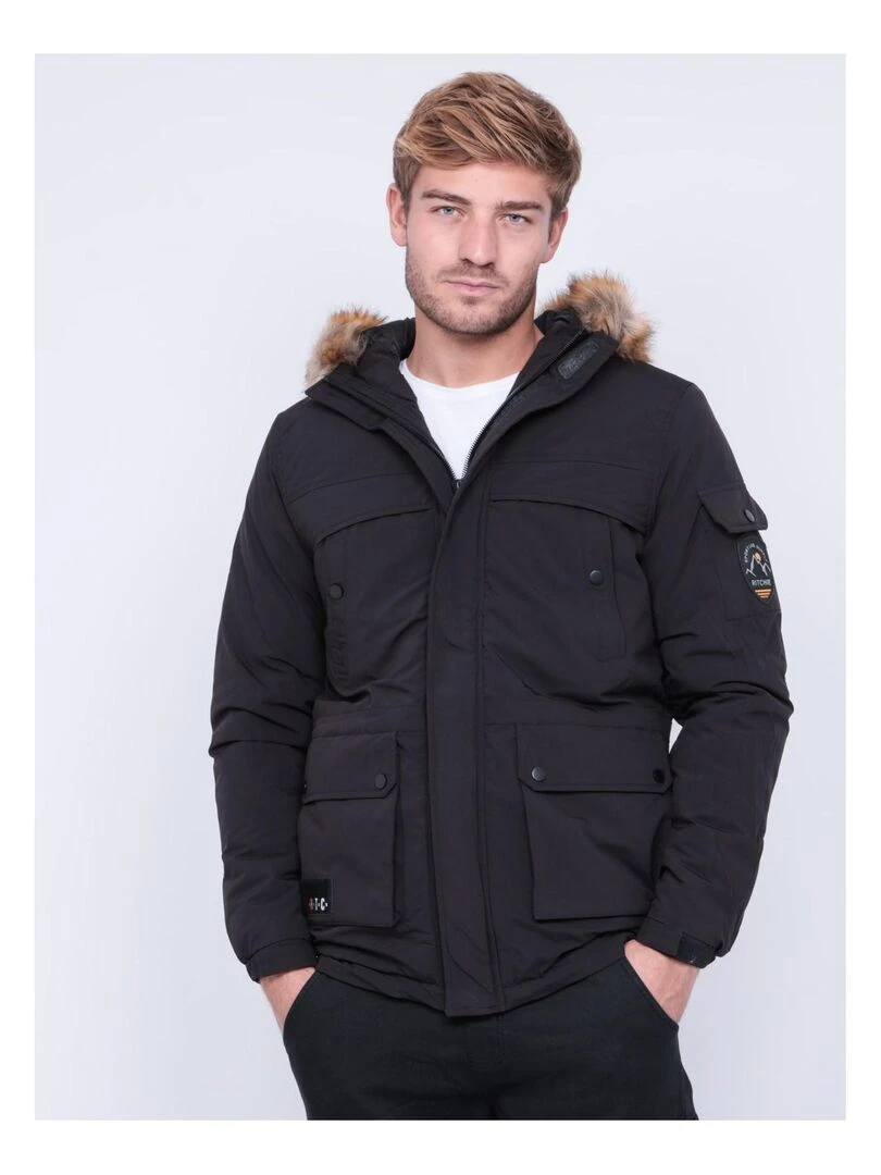 Parka mi longue capuche ZEVKOT Noir