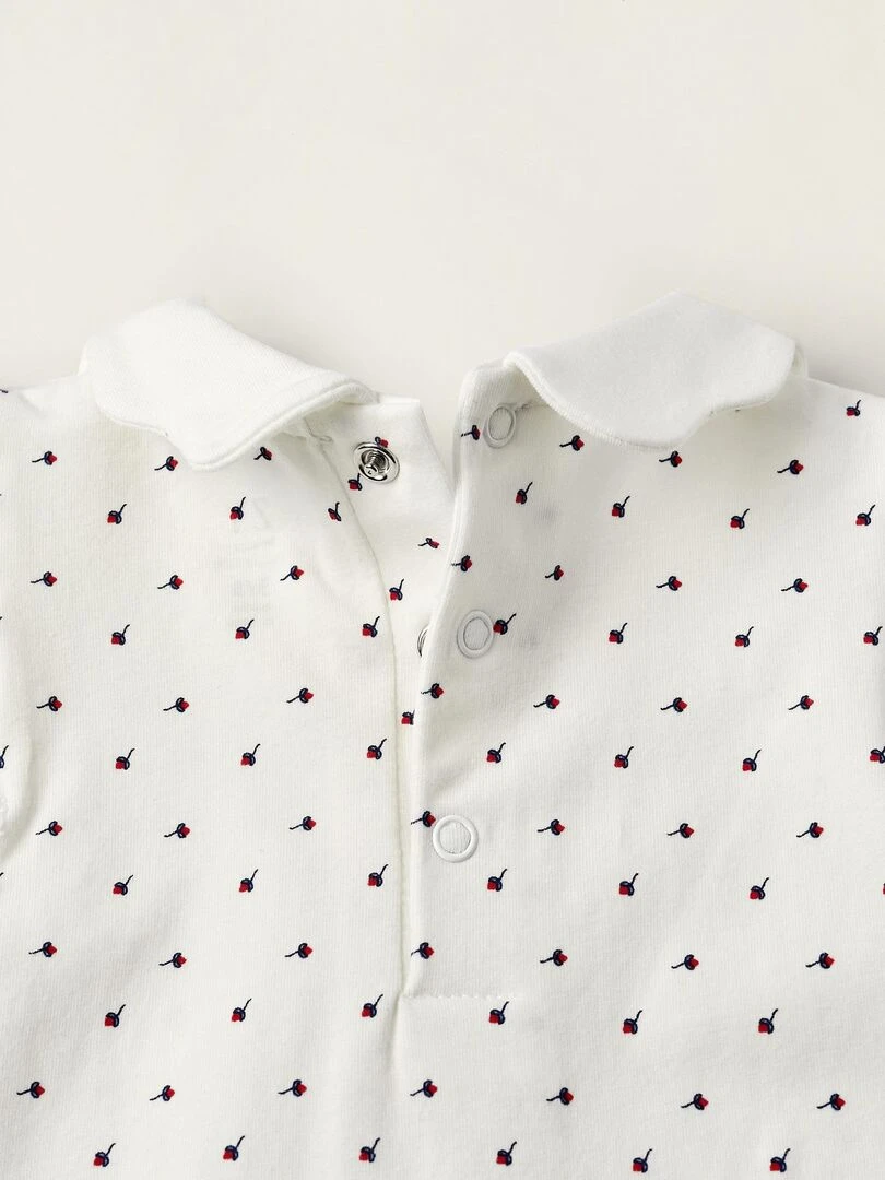 Body en coton avec motif floral pour nouveau né manches courtes ATLANTIC COMPANY   Blanc