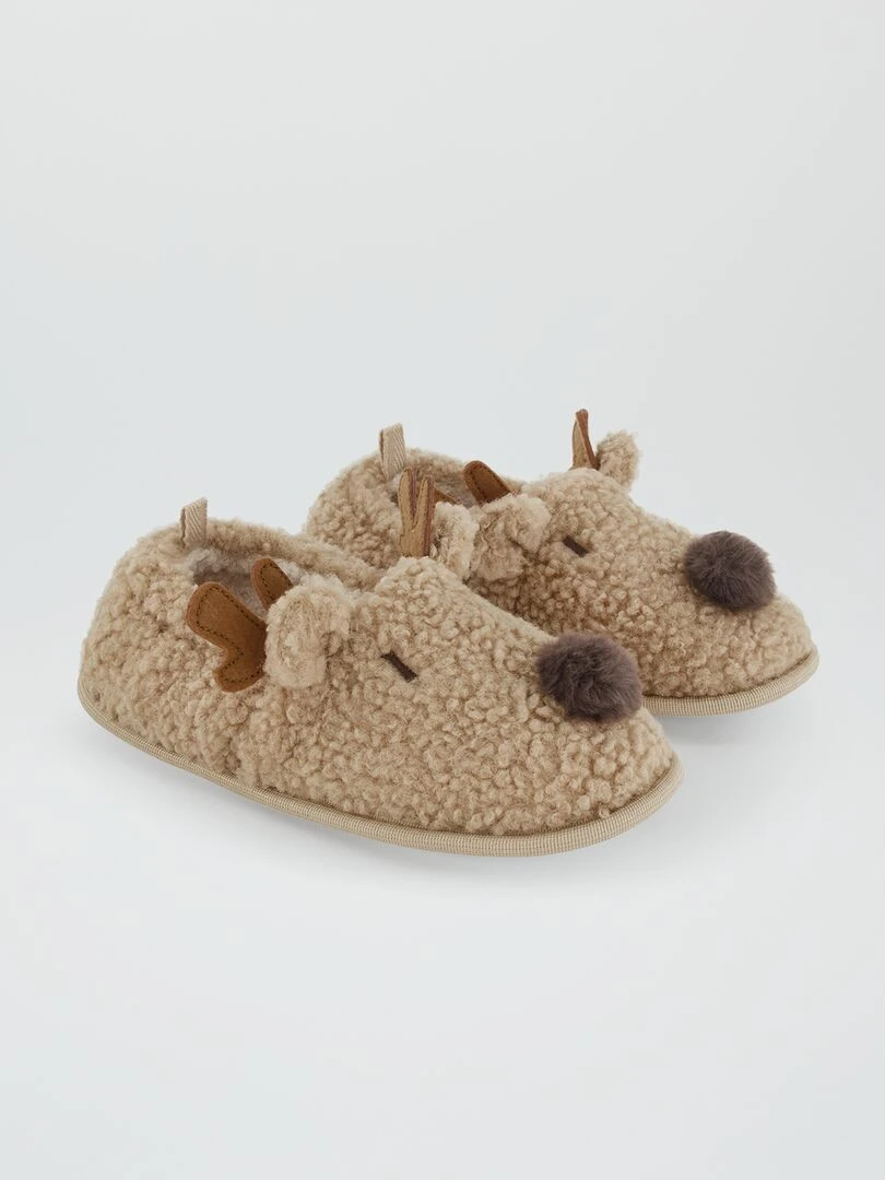 Chaussons de 'Noël' animés   Beige