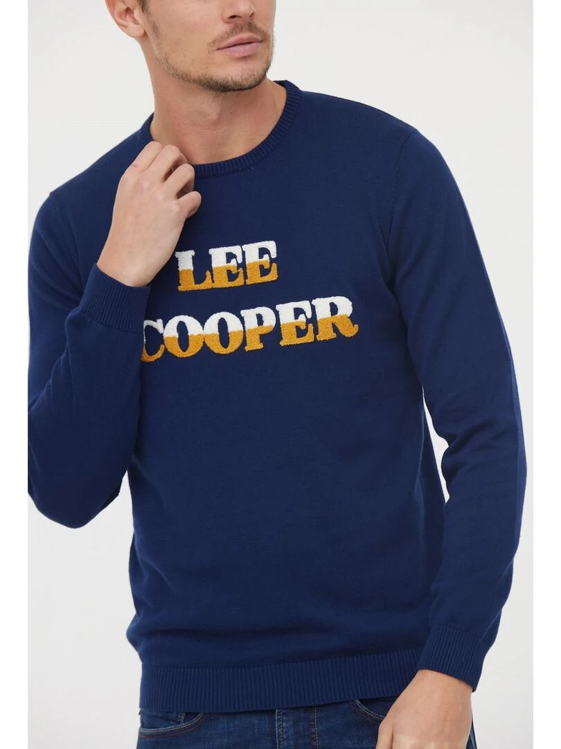 Lee Cooper   Pull manches longues coton regular CLUZALI   Bleu marine