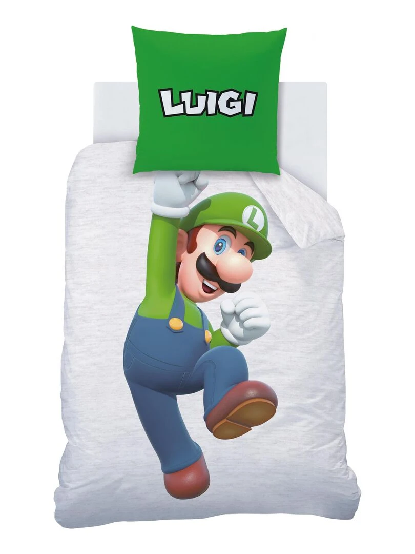 Parure de lit imprimée double face 100% coton  MARIO FIGURES   Gris