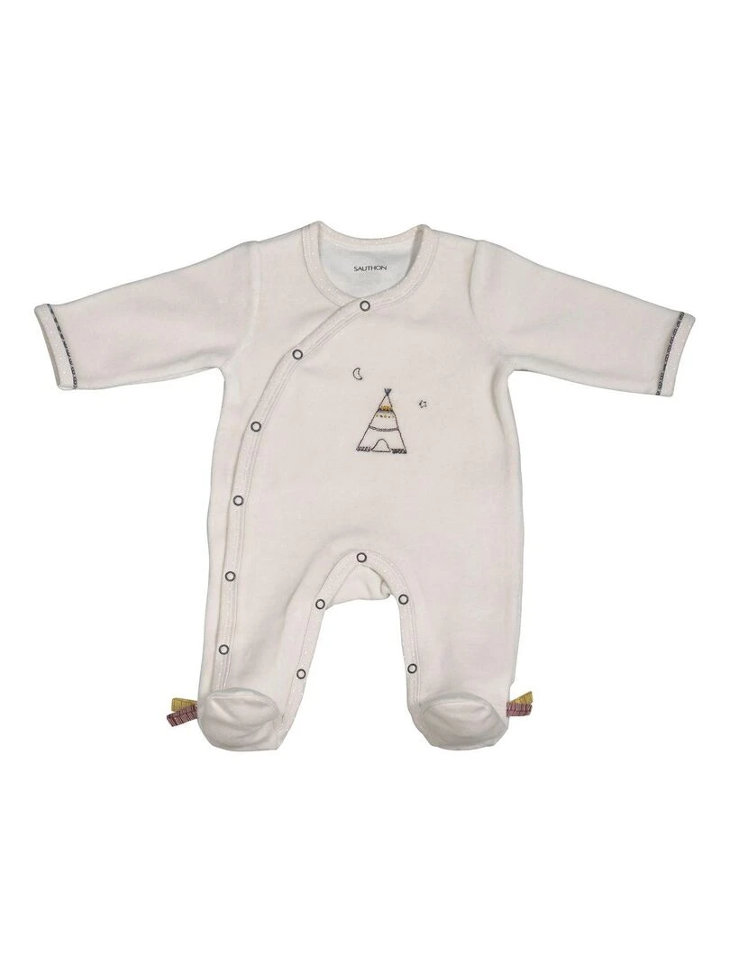 Pyjama bébé à manches longues en velours SAUTHON Beige