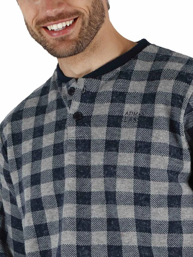 Pyjama pantalon et haut manches longues Vichy   Bleu