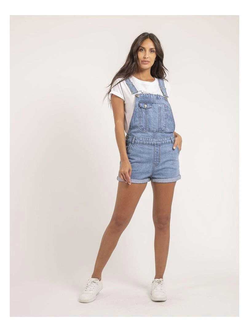 Salopette short en denim XORTA   Bleu