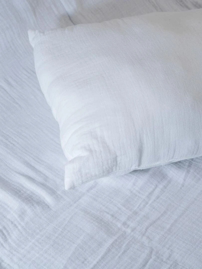 Coussin Rectangle En Coton Bio Blanc   Blanc