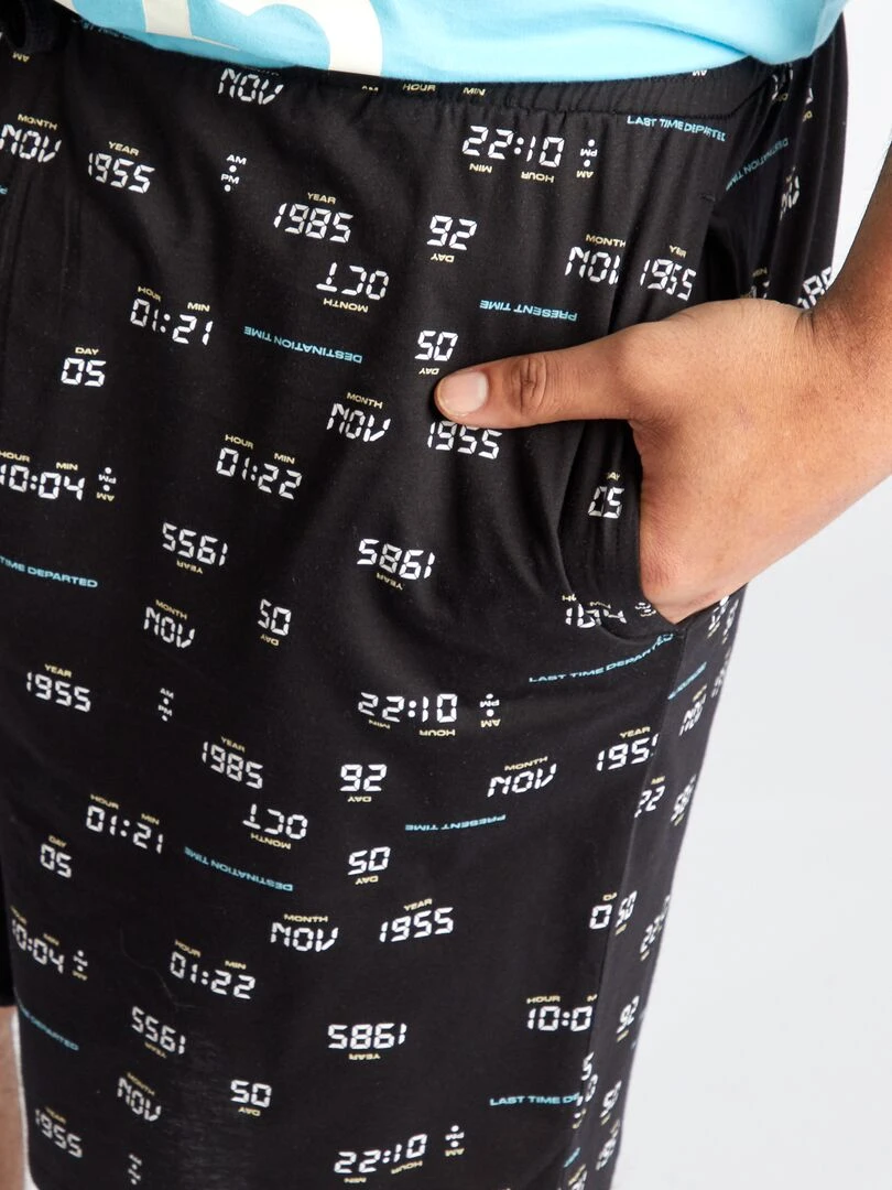 Pyjama court 'Retour vers le futur'   2 pièces   Noir
