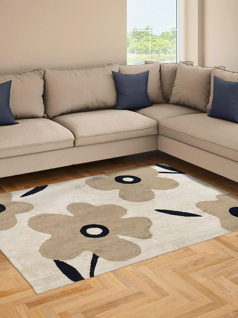 Future Home Tapis en coton tufté ecru Beige