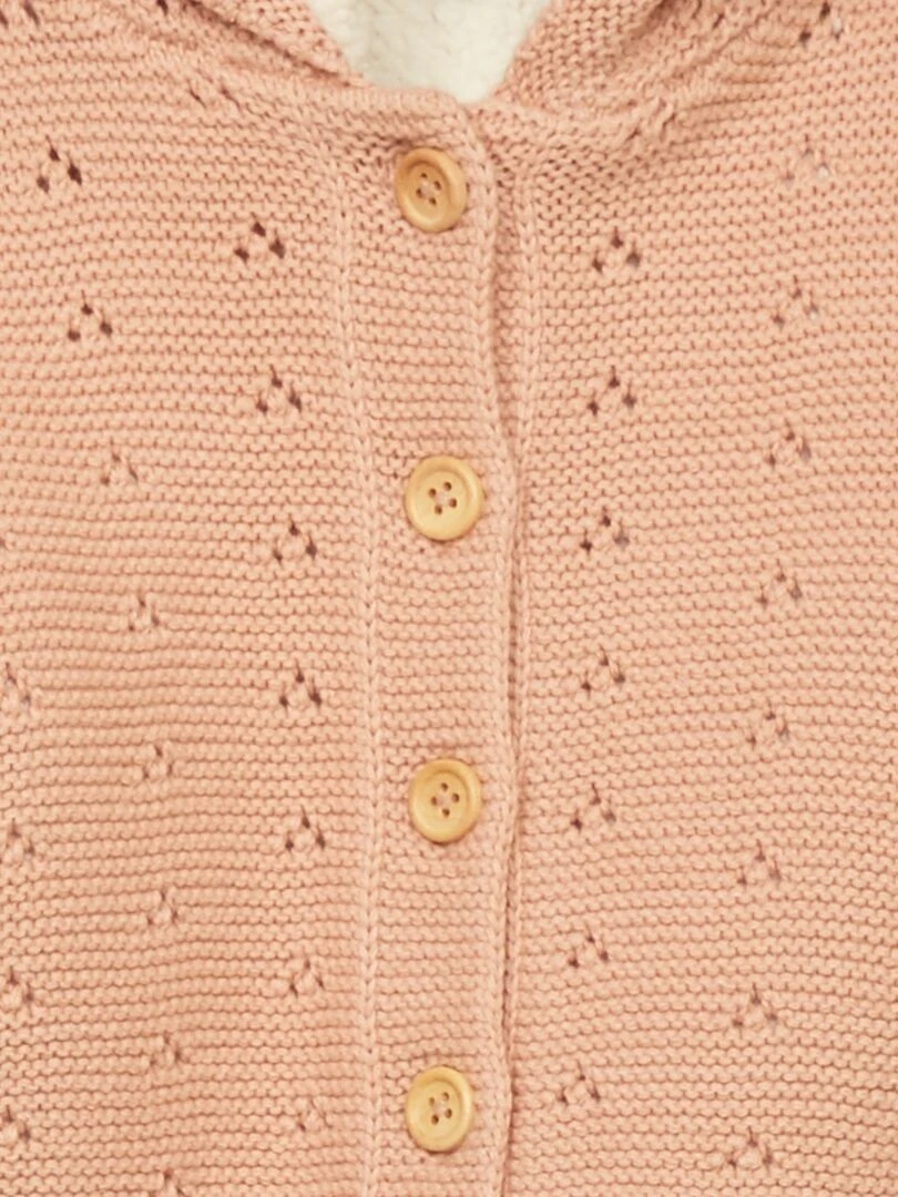 Gilet en tricot avec doublure sherpa Rose