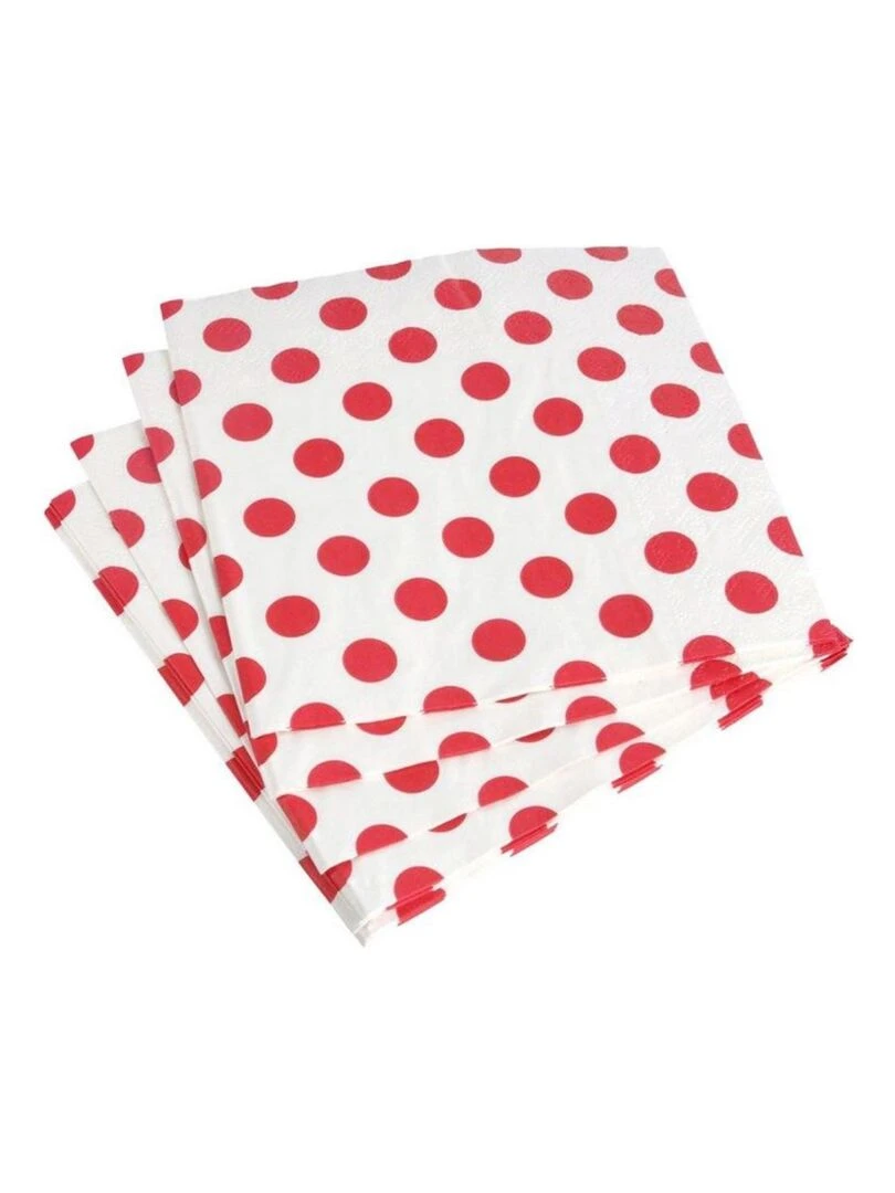 Lot de 20 serviettes en papier point rouge Rouge