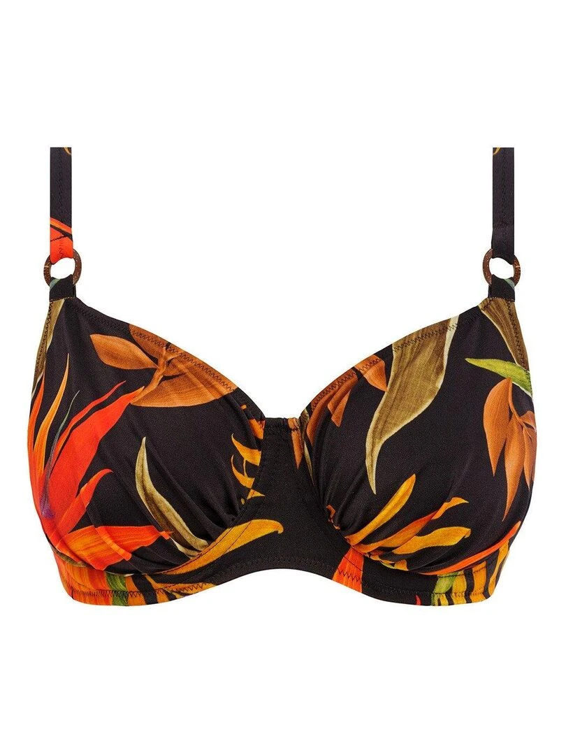 Haut de maillot à armatures imprimé tropical Pichola   Noir