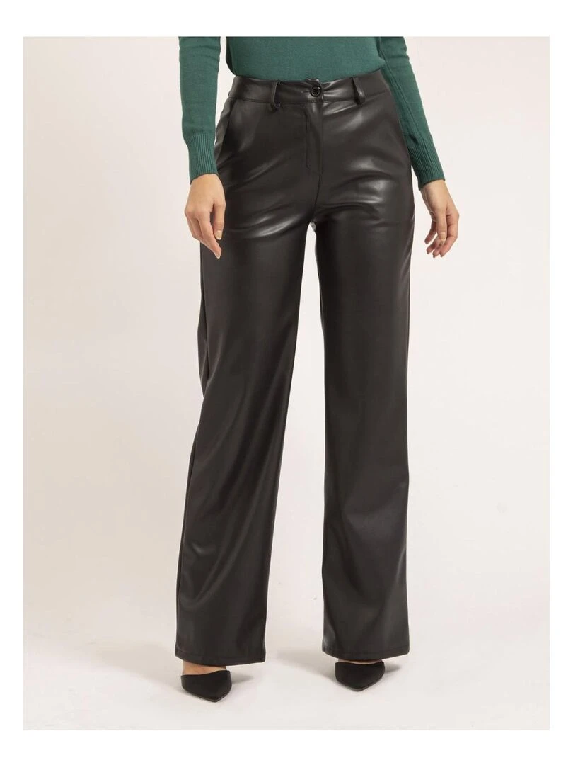 Pantalon droit simili cuir EVANIA Noir