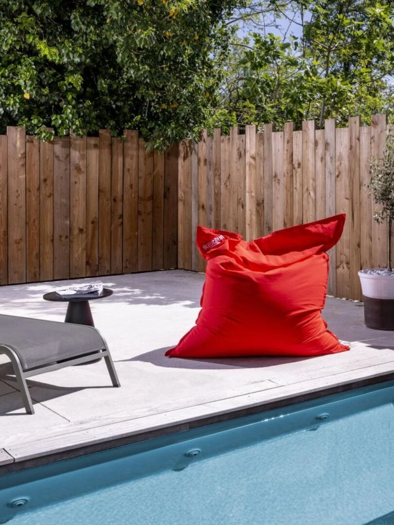 Bleu Câlin Pouf géant XL d'extérieur résistant aux UV Rouge 130x165cm Rouge