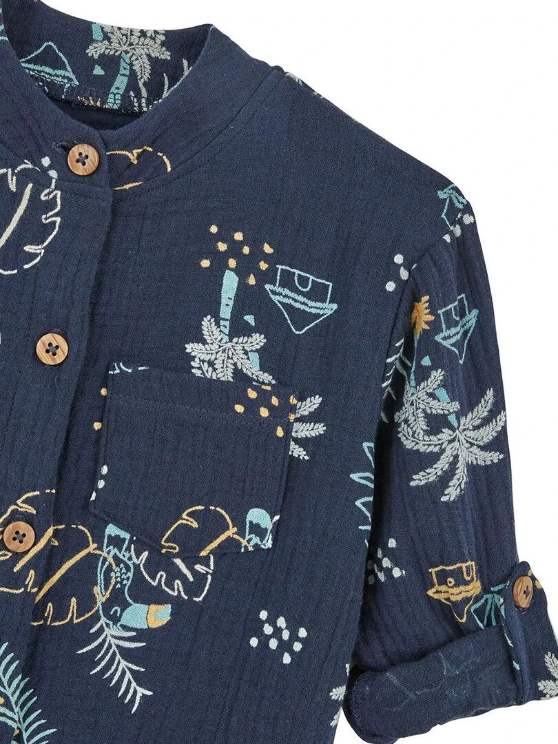 Chemise bébé en gaze de coton Athi   Bleu