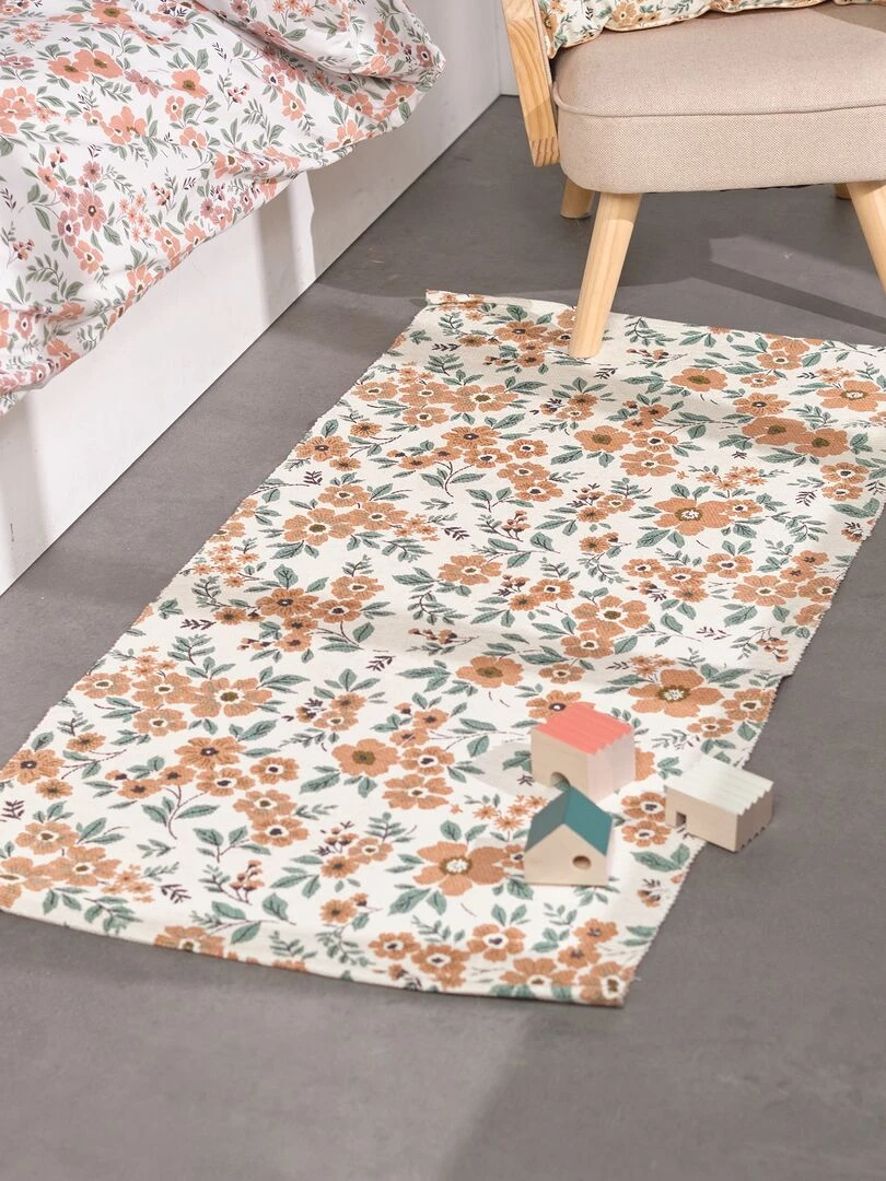 Tapis imprimé 'liberty' Blanc/orange