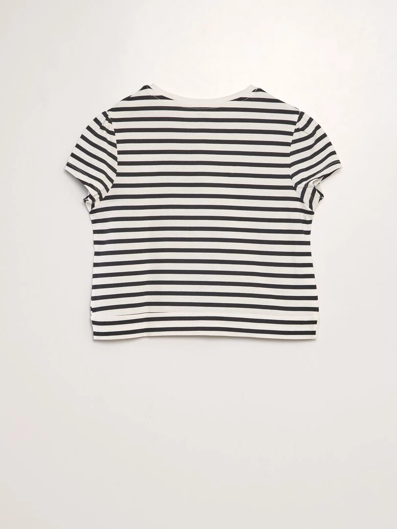 Tee shirt noué devant Noir/blanc rayures