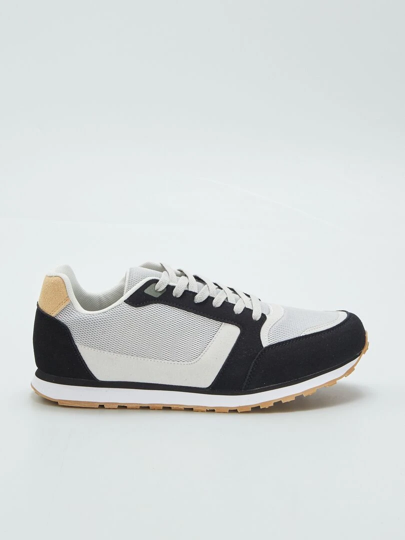 Baskets running retro tricolore Noir