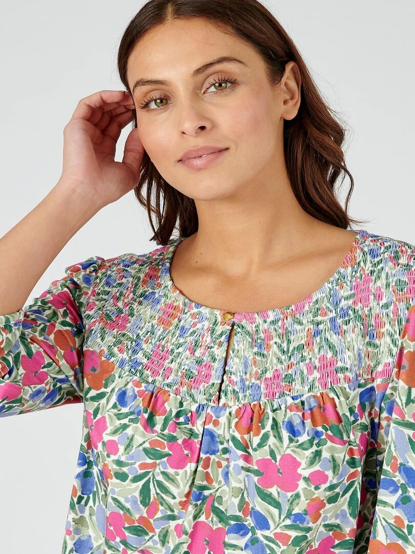 Blouse fluide imprimée manches 3/4 Lenzing(TM) EcoVero(TM) Damart Orange