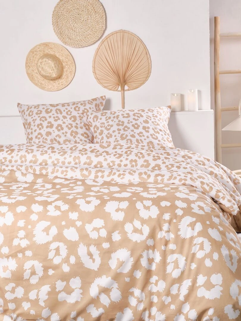 Parure de lit 'léopard' 2 personnes Beige