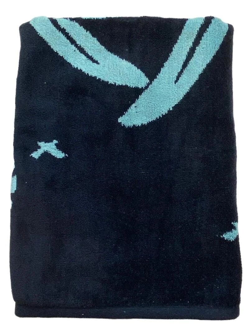 Serviette de plage éponge velours Jacquard Kisos 70x140 400g/m²   Bleu marine