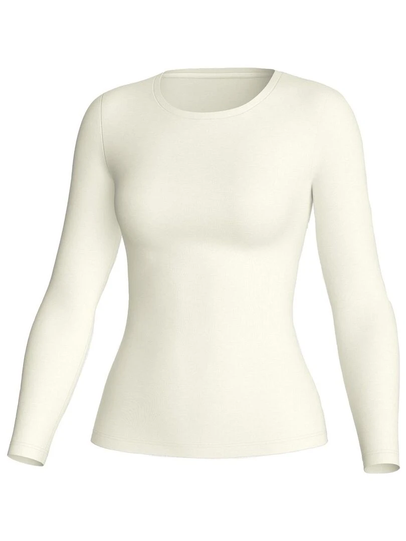 Tricot de peau manches longues laine lyocell Premium Wool   Blanc
