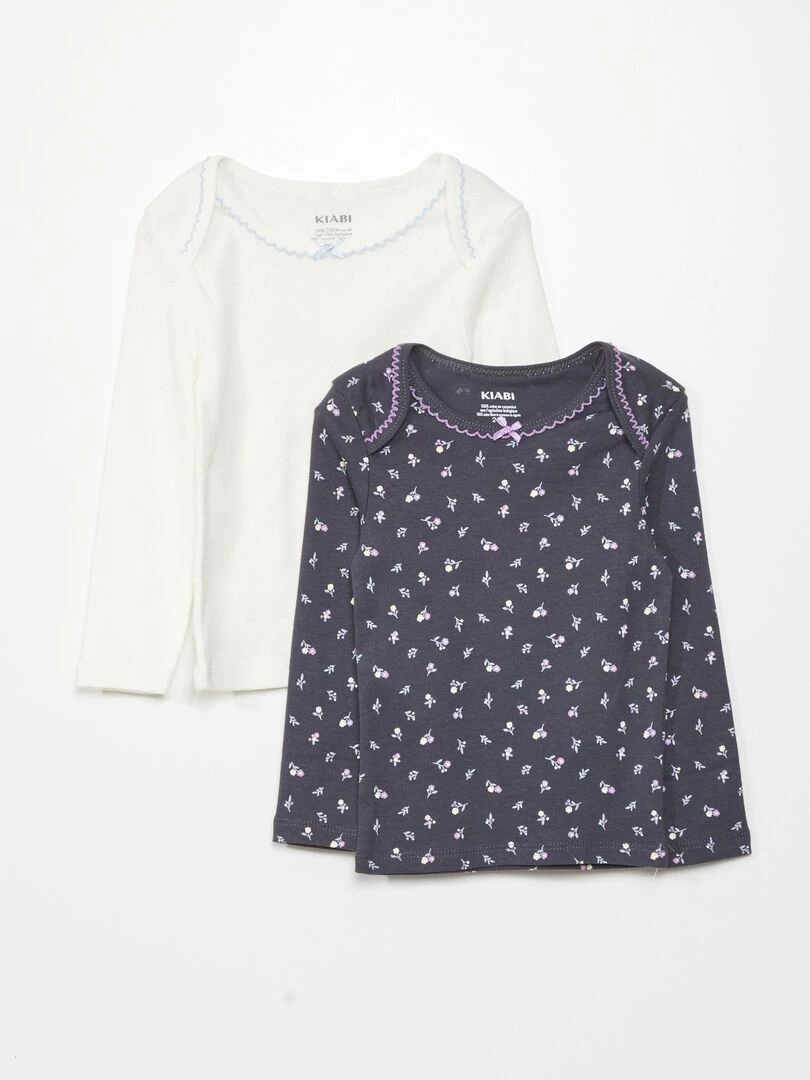 Lot de 2 t shirts à manches longues Bleu/blanc