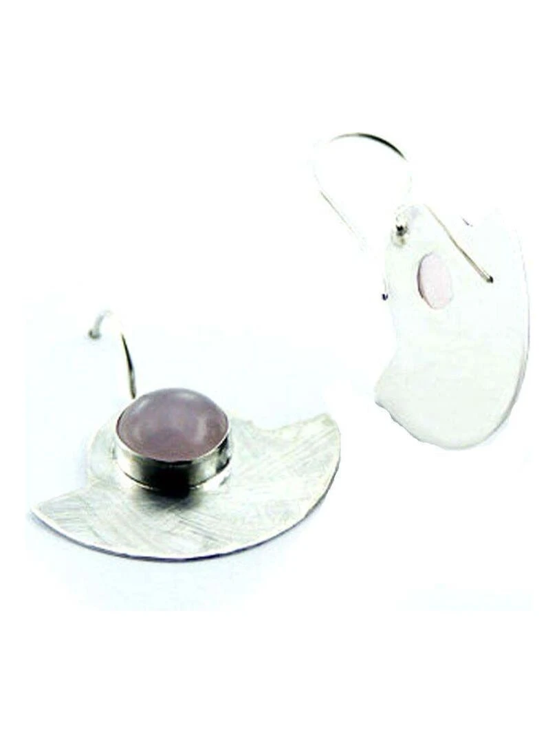 Boucles d'oreille argent brossé & quartz Bijoucolor Argent