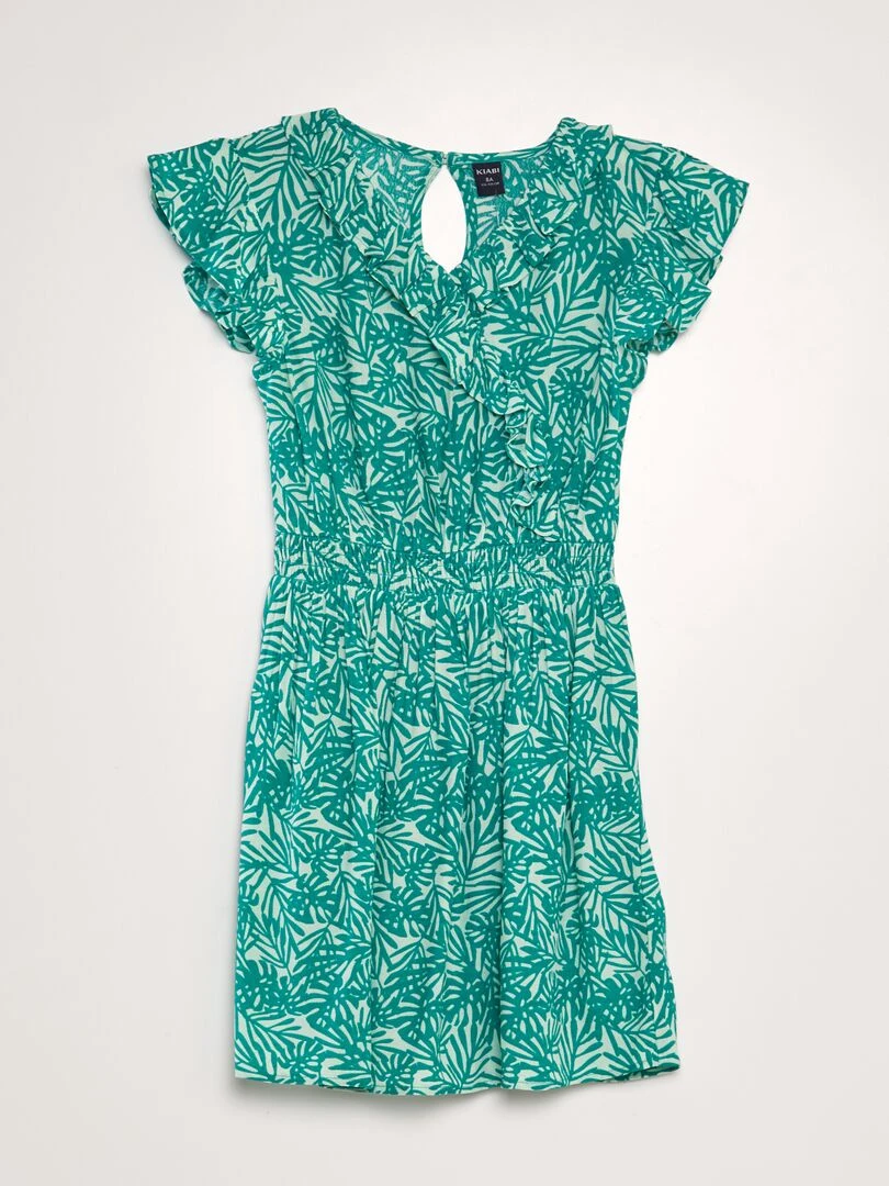 Robe à volants imprimée Vert