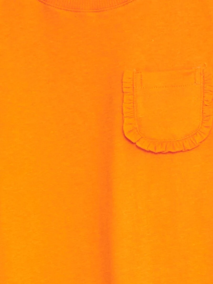 T shirt uni avec poche orange