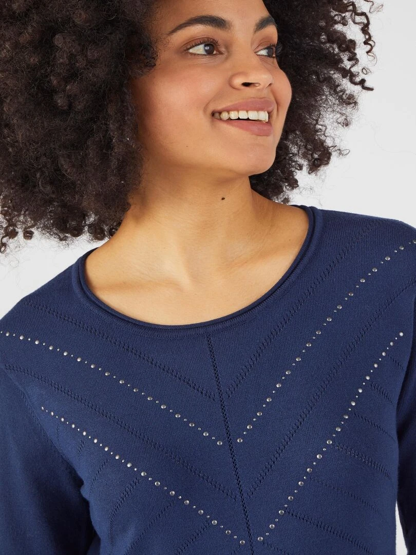 Pull fantaisie fibres viscose Lenzing(TM) EcoVero(TM) Damart Bleu marine