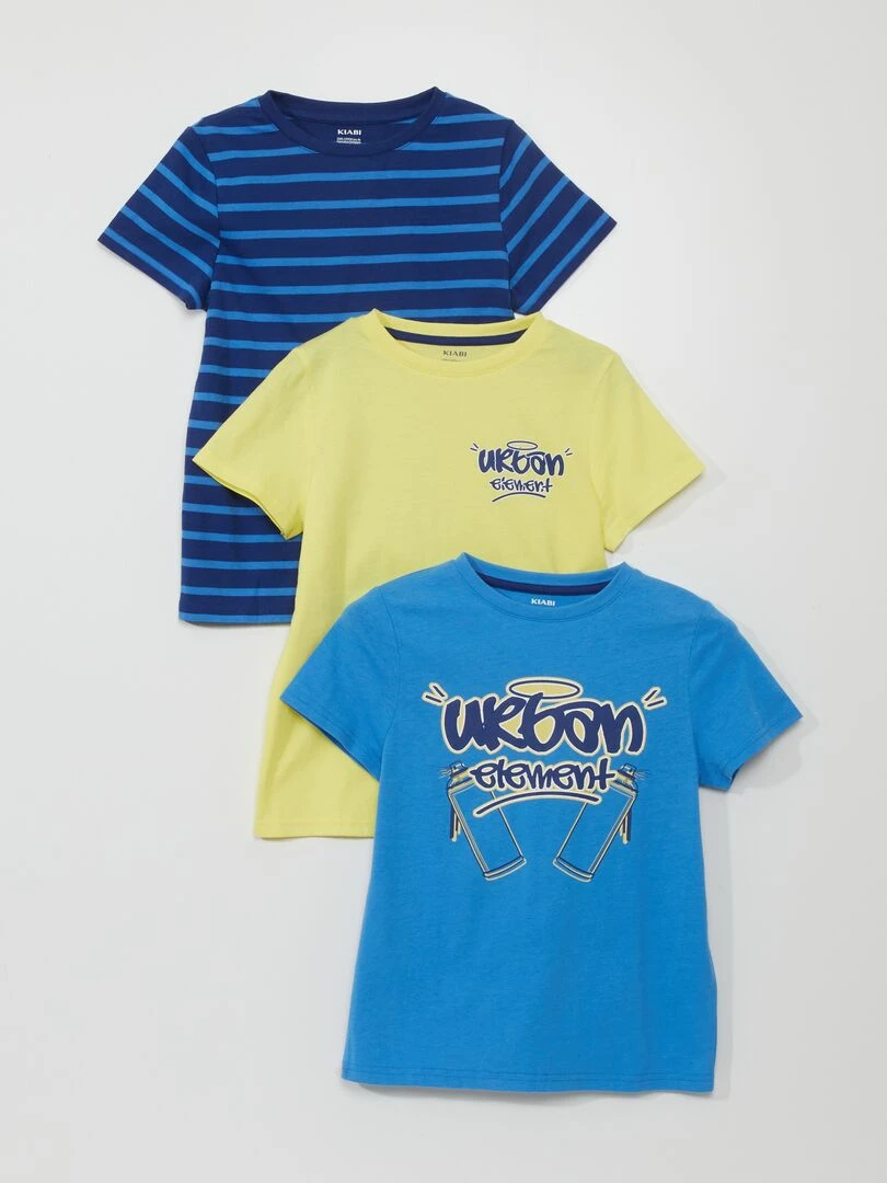Lot de 3 t shirts en jersey BLEU