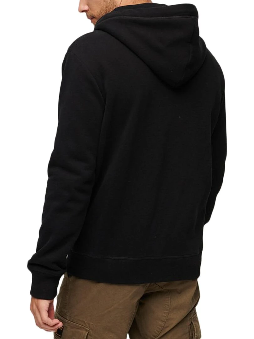 Sweat à Capuche Zip Superdry Essential Logo Noir