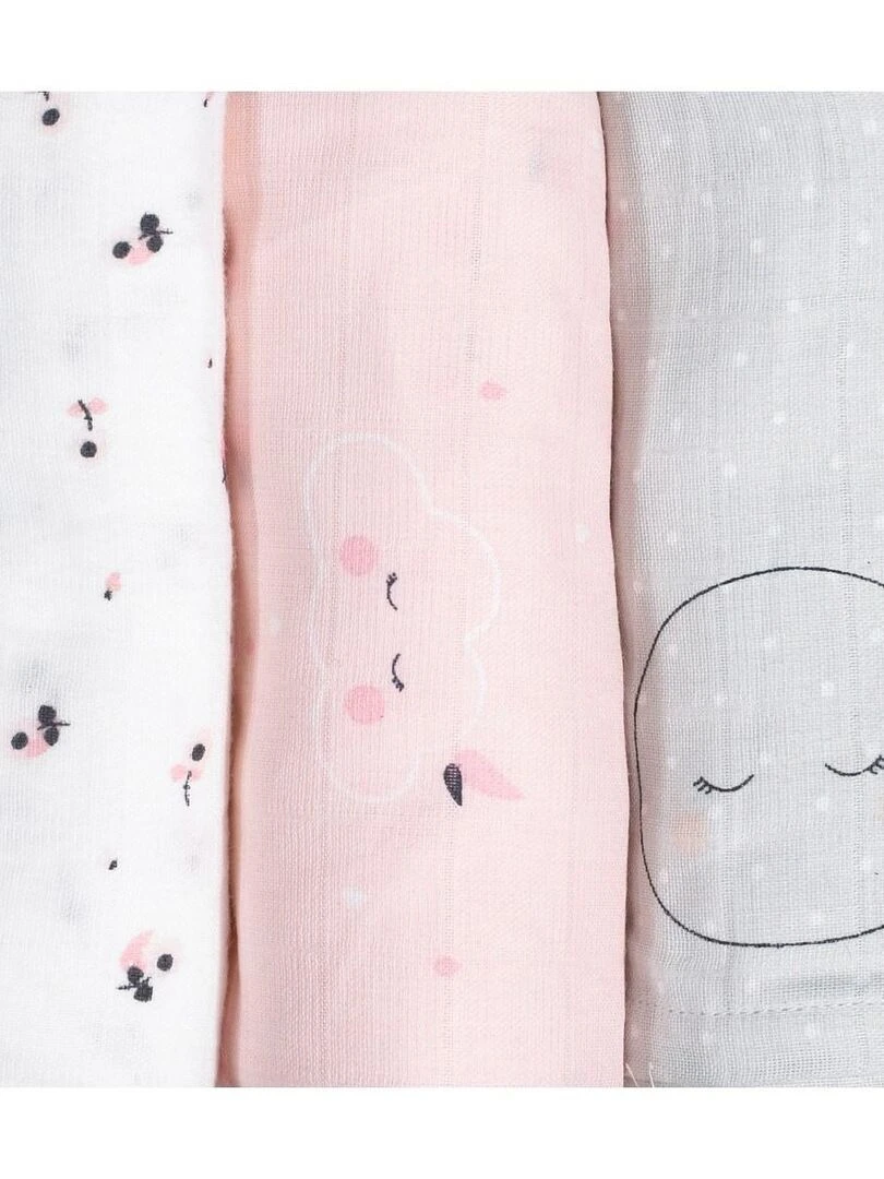 Langes 70x70cm en coton bio rose SAUTHON Rose