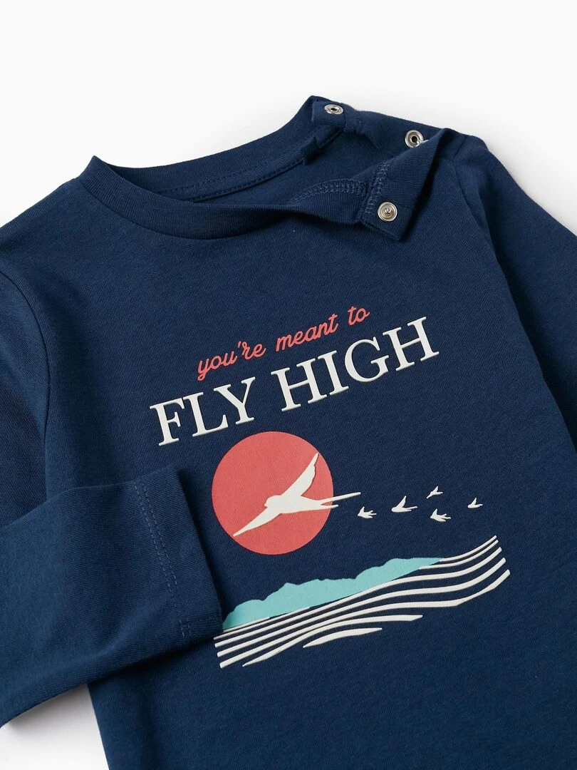 T shirt à manches longues pour bébé garçon 'Fly High' manches longues SPRING BEGINS   Bleu foncé