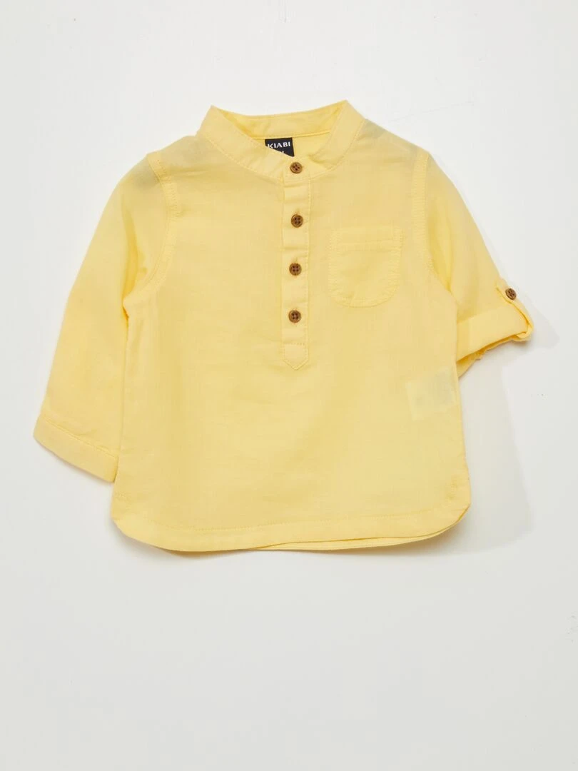 Chemise col tunisien Jaune