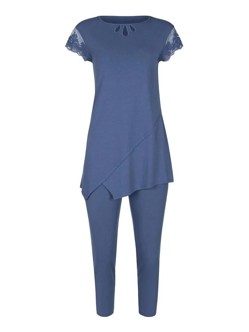Pyjama leggings tunique manches courtes Juliette   Bleu