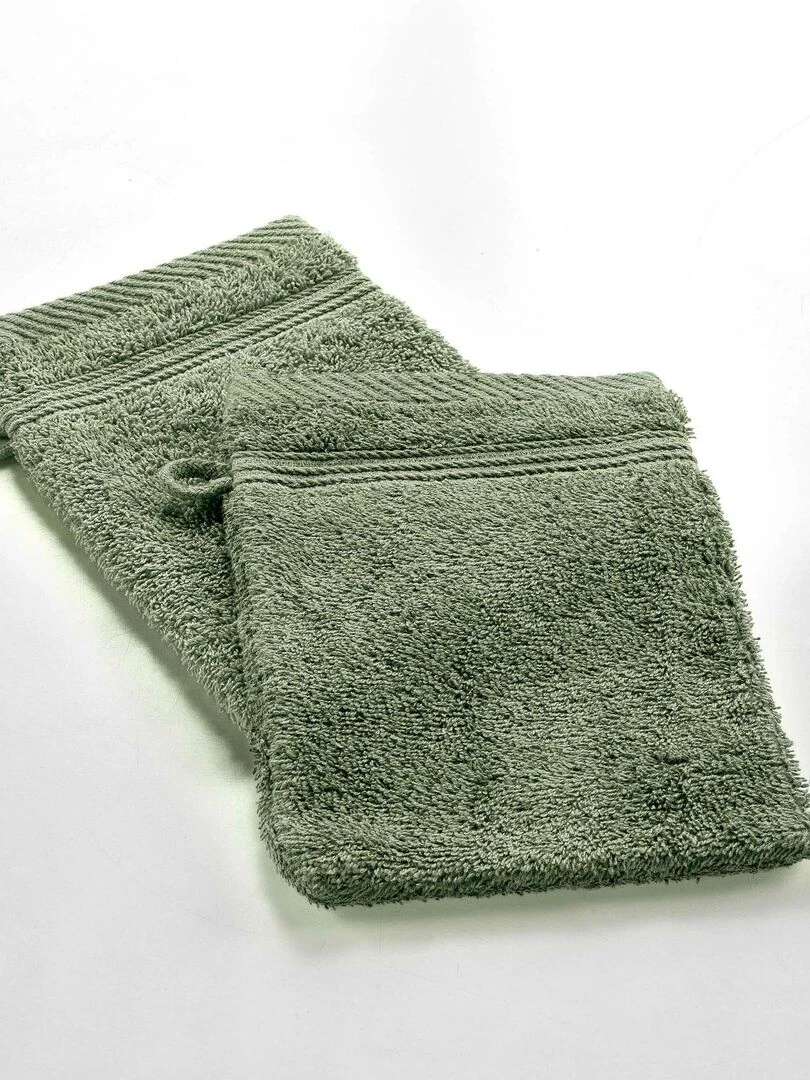 Lot de 2 gants de toilette Tendresse Kaki