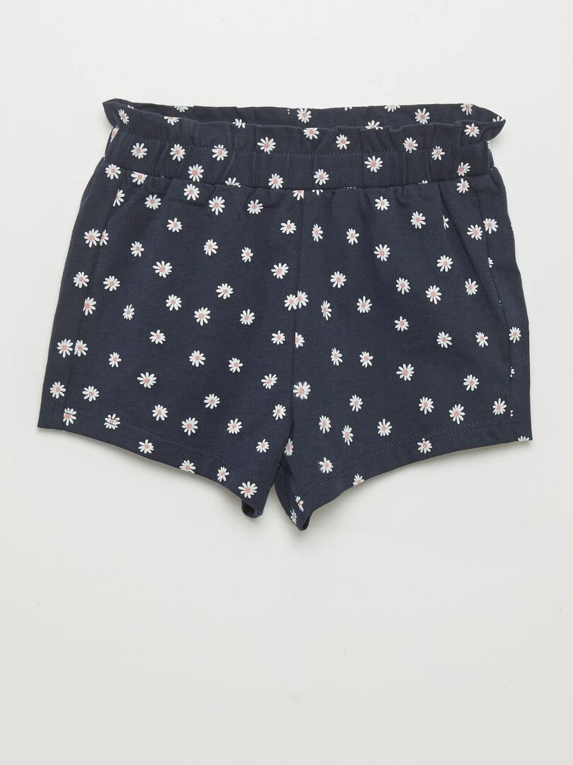 Ensemble t shirt + short imprimé   2 pièces   Bleu marine