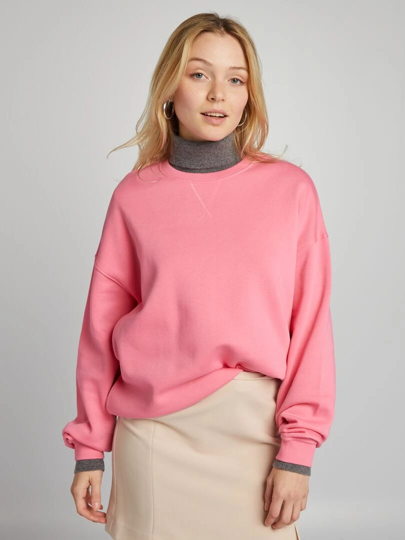 Sweat en molleton uni rose