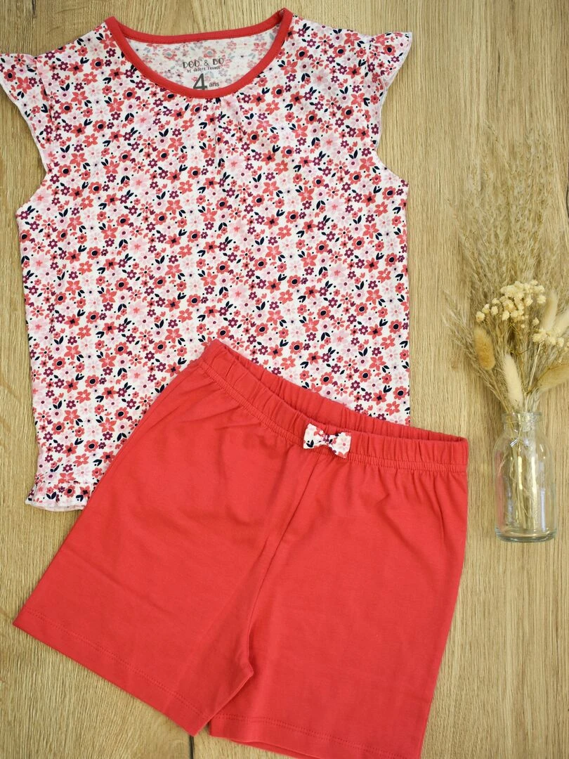 Pyjama short Jersey 'flower Power''doo&bo' rose fushia